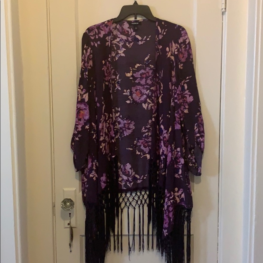 Torrid purple floral kimono.